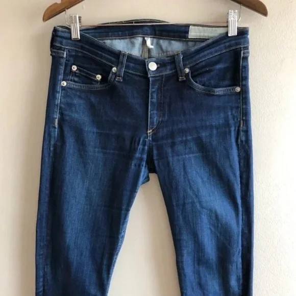 Rag & Bone Comfy Mid Rise Casual Skinny Leg Fit Denim Jeans Pants Blue - Picture 2 of 12